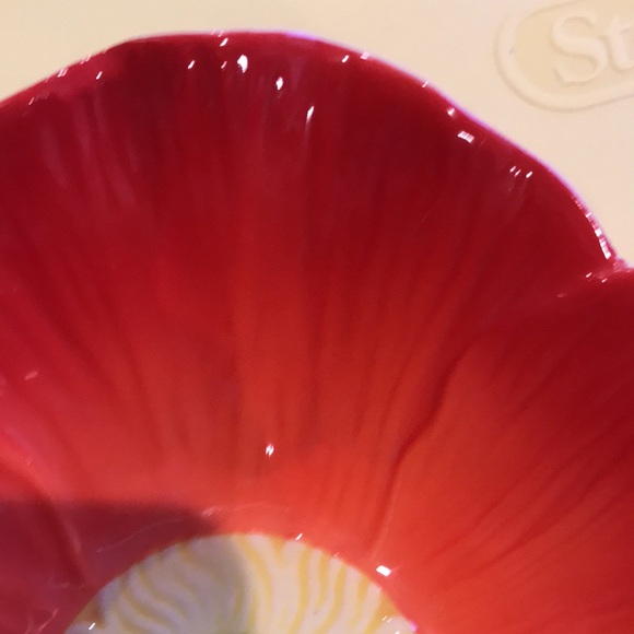 PIER 1 - Two (2) Red Yellow Flower Bowls Ice Cream Dishes - Picture 15 of 16